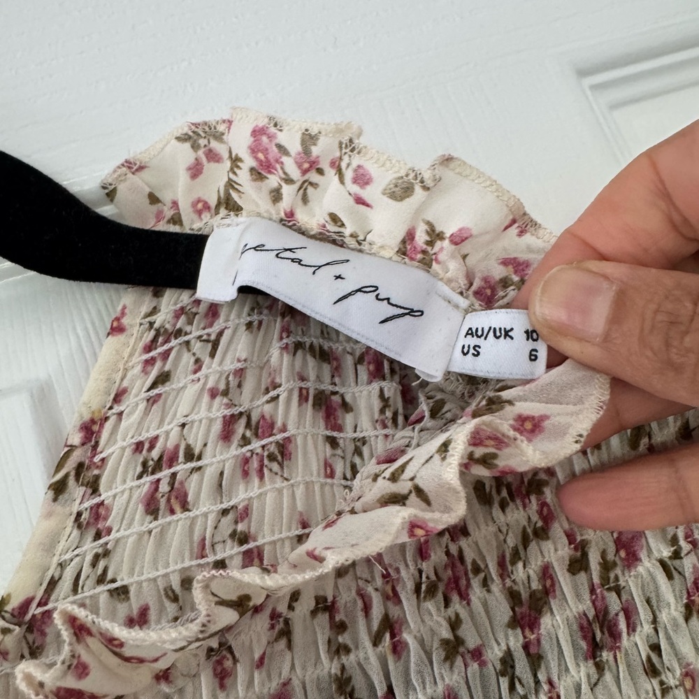 Petal & Pup Cream Maxi Dress with Red Floral Print - Picture 3 of 3